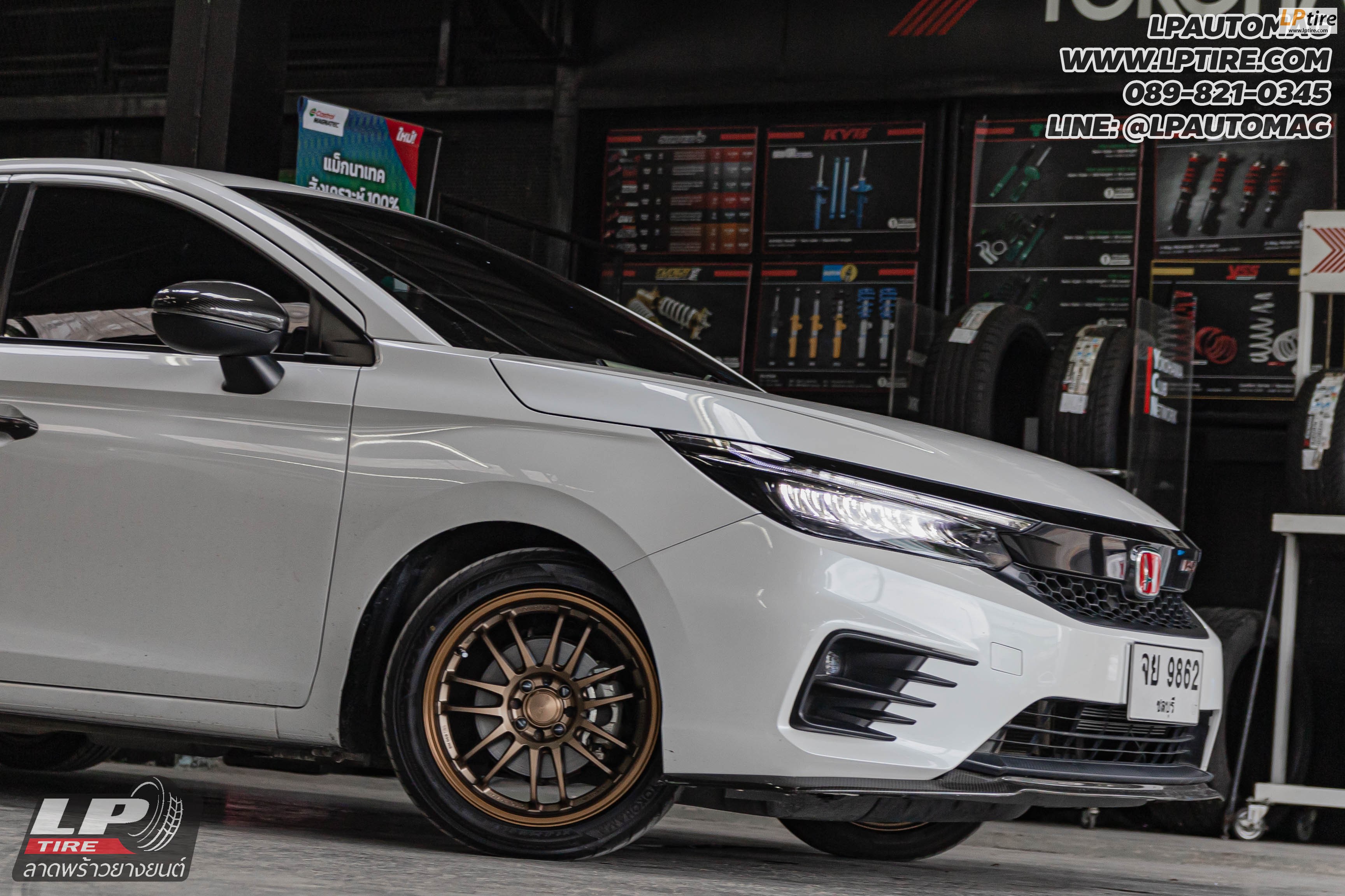 รถ - HONDA CITY ล้อแม็ก - NK Performance NK30 (RE30) Flowforming น้ำตาล สเปค- 16x7 ET35 4x100
ยาง - YOKOHAMA V701 เบอร์- 195/50-16 โช๊คสตรัทปรับเกรียว H.DRIVE รุ่น S SPEC