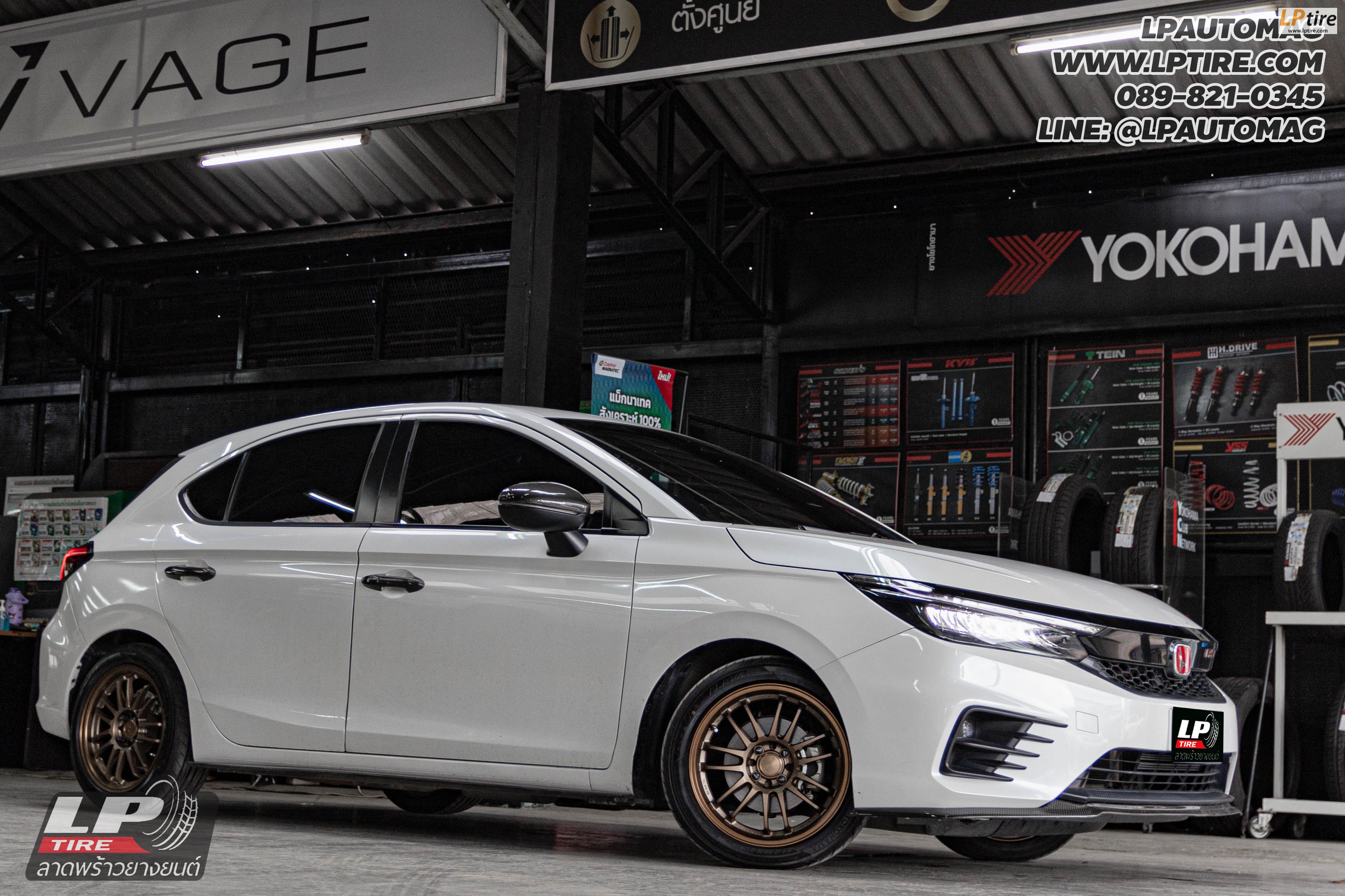 รถ - HONDA CITY ล้อแม็ก - NK Performance NK30 (RE30) Flowforming น้ำตาล สเปค- 16x7 ET35 4x100
ยาง - YOKOHAMA V701 เบอร์- 195/50-16 โช๊คสตรัทปรับเกรียว H.DRIVE รุ่น S SPEC