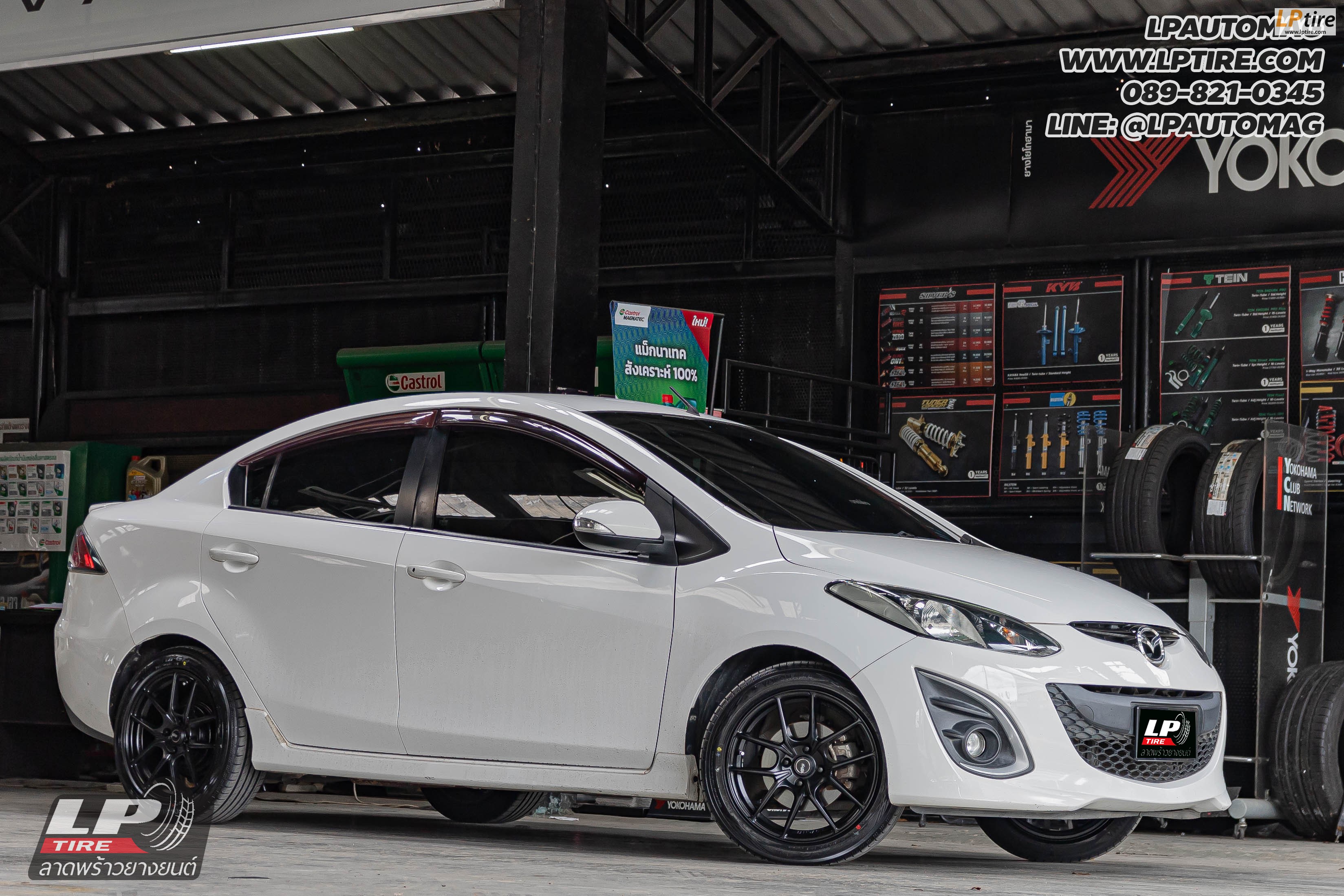 รถ - MAZDA 2 ล้อแม็ก - ADVANTI N982 Flowforming ดำด้าน สเปค- 16x7 ET40 4x100 ยาง - YOKOHAMA AE51 เบอร์- 195/50-16