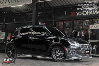 รถ - SUZUKI SWIFT ล้อแม็ก - SSW S389 ดำหน้าเงา สเปค- 15x6.5 ET35 4x100 ยาง - YOKOHAMA ALLIANCE AL30 030Ex เบอร์- 185/60-15