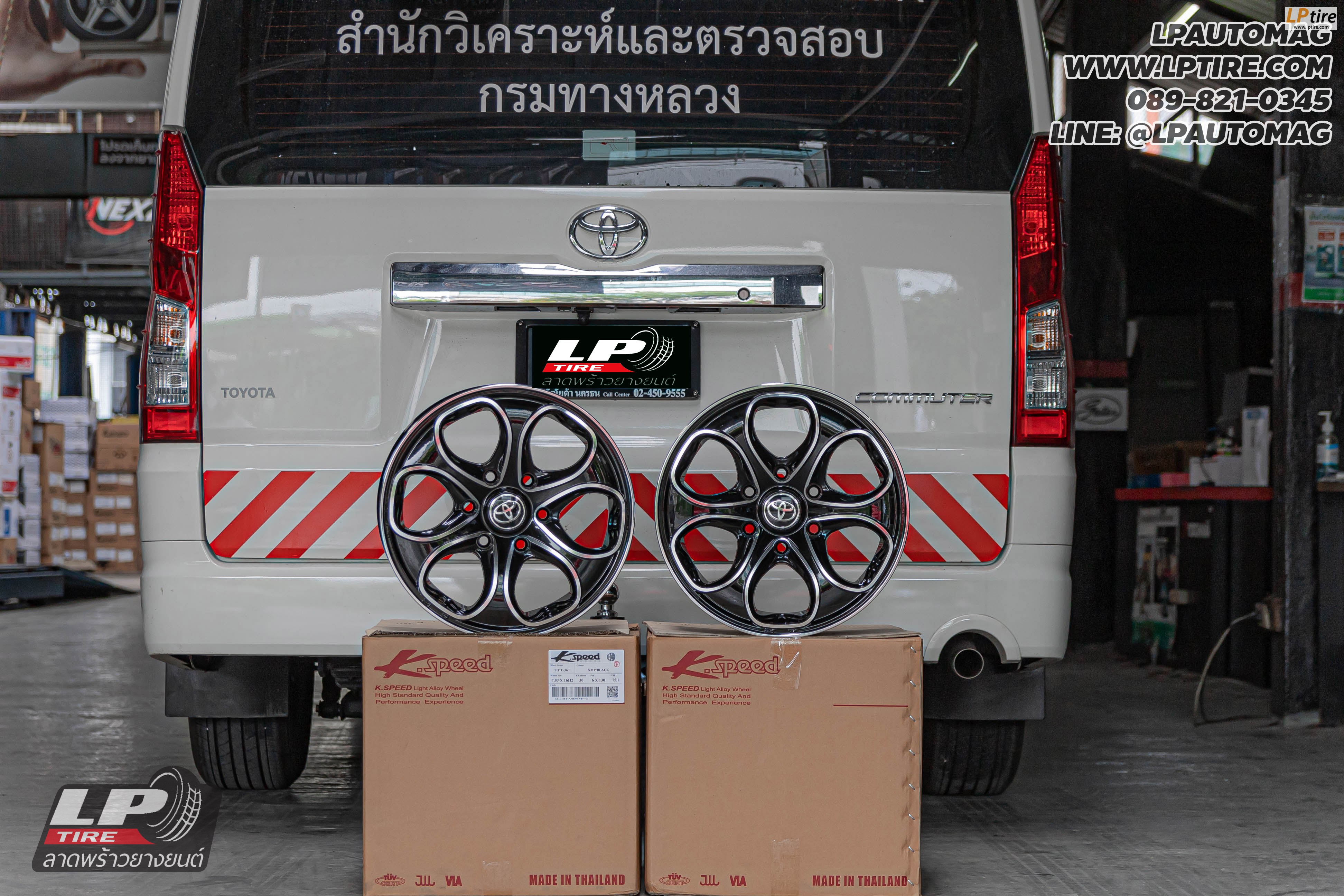 รถ - TOYOTA COMMUTER ล้อแม็ก - K-Speed TYT-361 ดำหน้าเงา สเปค - 16x7 ET30 6x130 ยาง - Yokohama BluEarth RY55 เบอร์ - 235/65R16