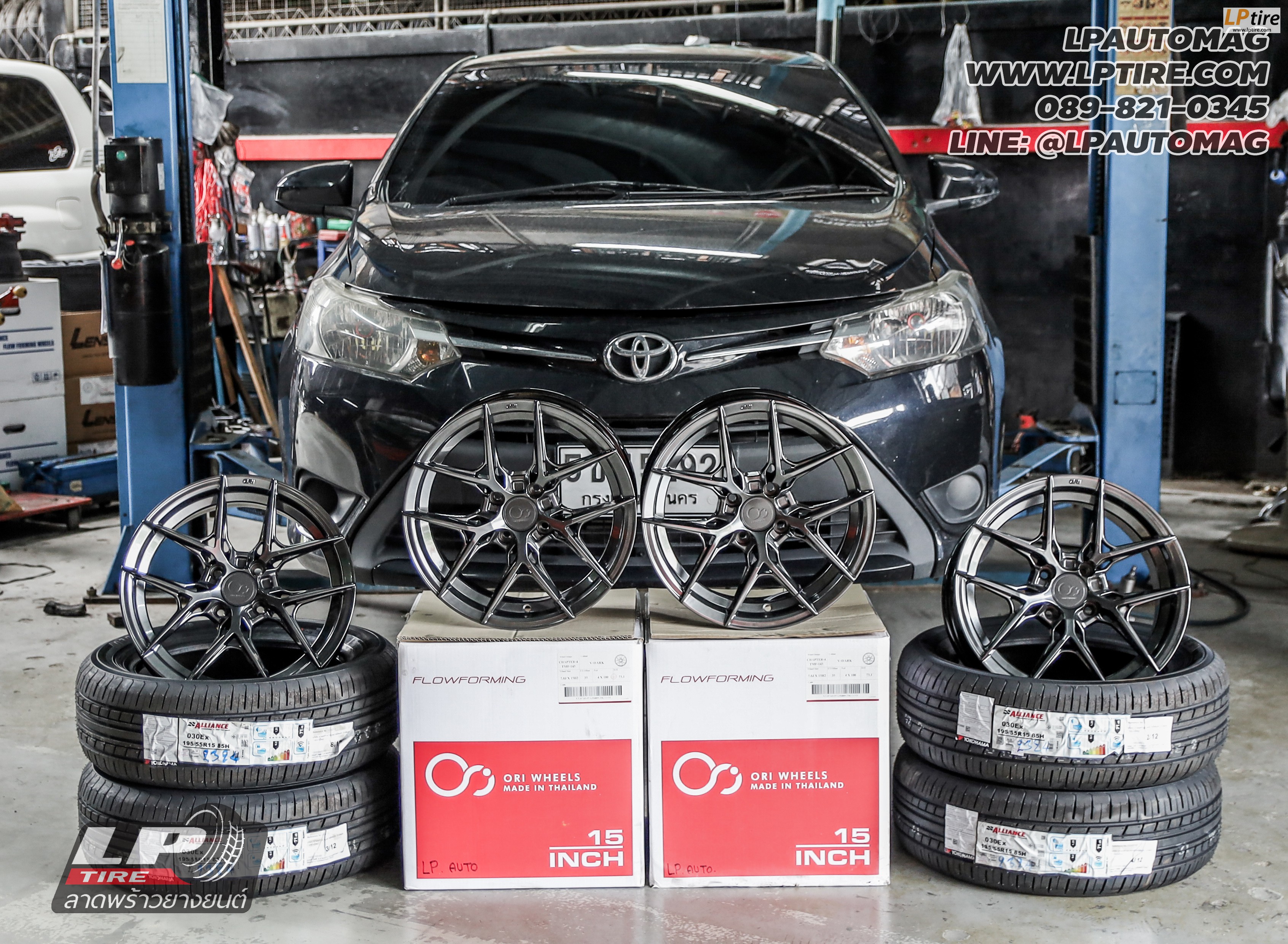 รถ - TOYOTA VIOS
ล้อแม็ก - ORI WHEELS CHAPTER-4 FlowForming V-DARK
สเปค - 15x7 ET35 4x100
ยาง - YOKOHAMA ALLIANCE AL30 030Ex
เบอร์- 195/55-15