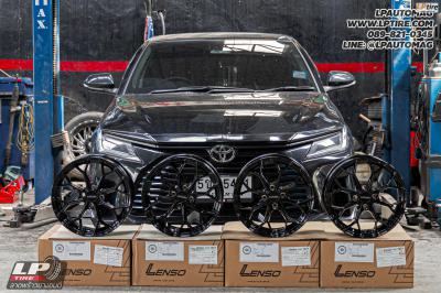 รถ - TOYOTA YARIS ATIV ล้อแม็ก - LENSO Jager J1B ดำเงา สเปค - 16x7 ET35 4x100 *** สามารถใส่ยางเดิมได้ครับ ***